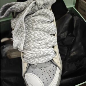 Gray and White High-Top Sneakers